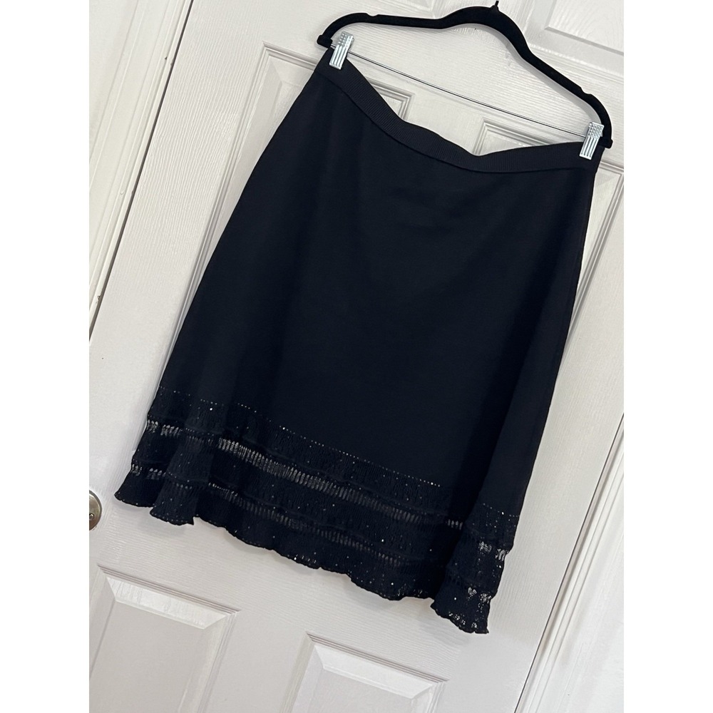 St. John Evening Black Sequin Cami & Skirt Set XL Formal Wedding Cocktail Luxe - Picture 10 of 14